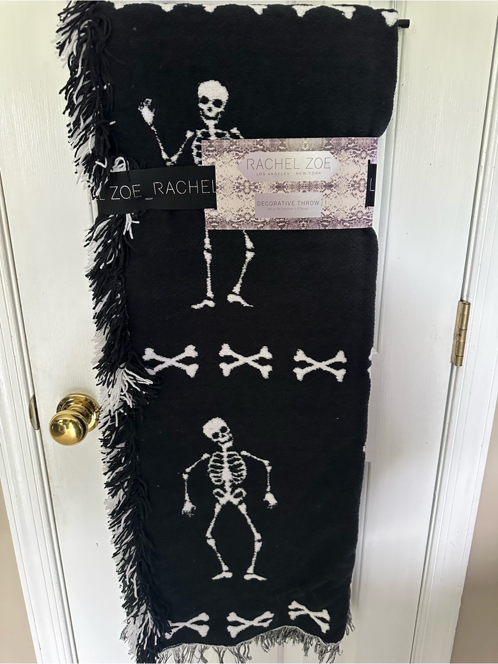 Rachel Zoe Black and White Skeleton Throw Blanket